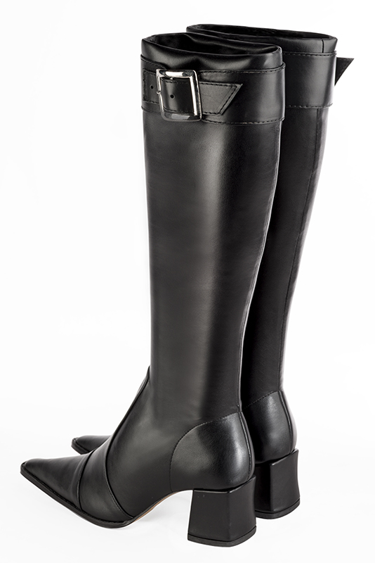 Bottes femme f minines sur mesures noir satin Mollets fins ou